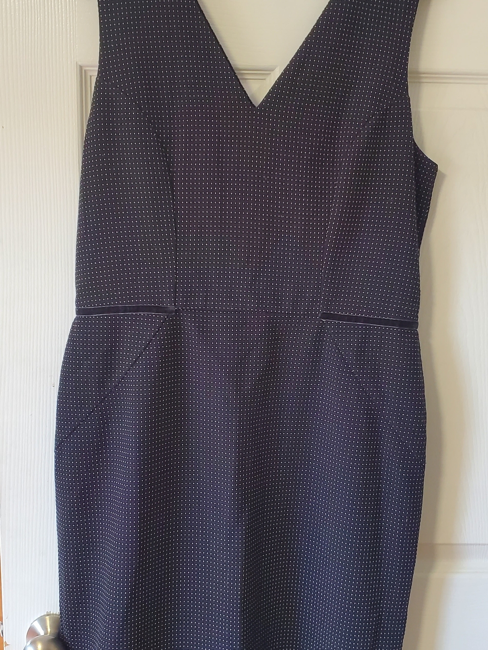 Banana Republic Navy Microdot V-Neck Sheath Dress